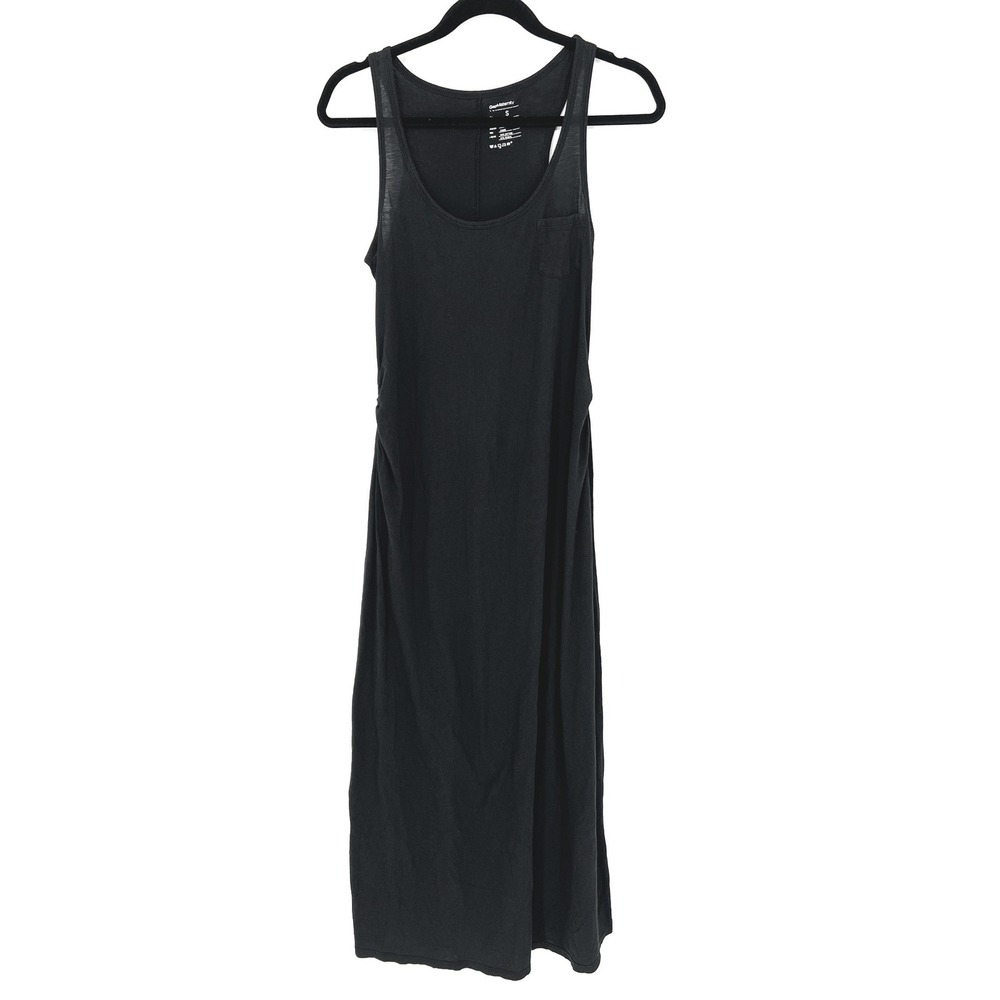 Gap‎ Maternity Black Scoop Neck Ruched Side Pocket Tank Maxi Dress Small GUC